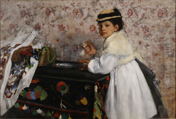 Portrait of Mlle. Hortense Valpincon Oil Painting by Edgar Degas