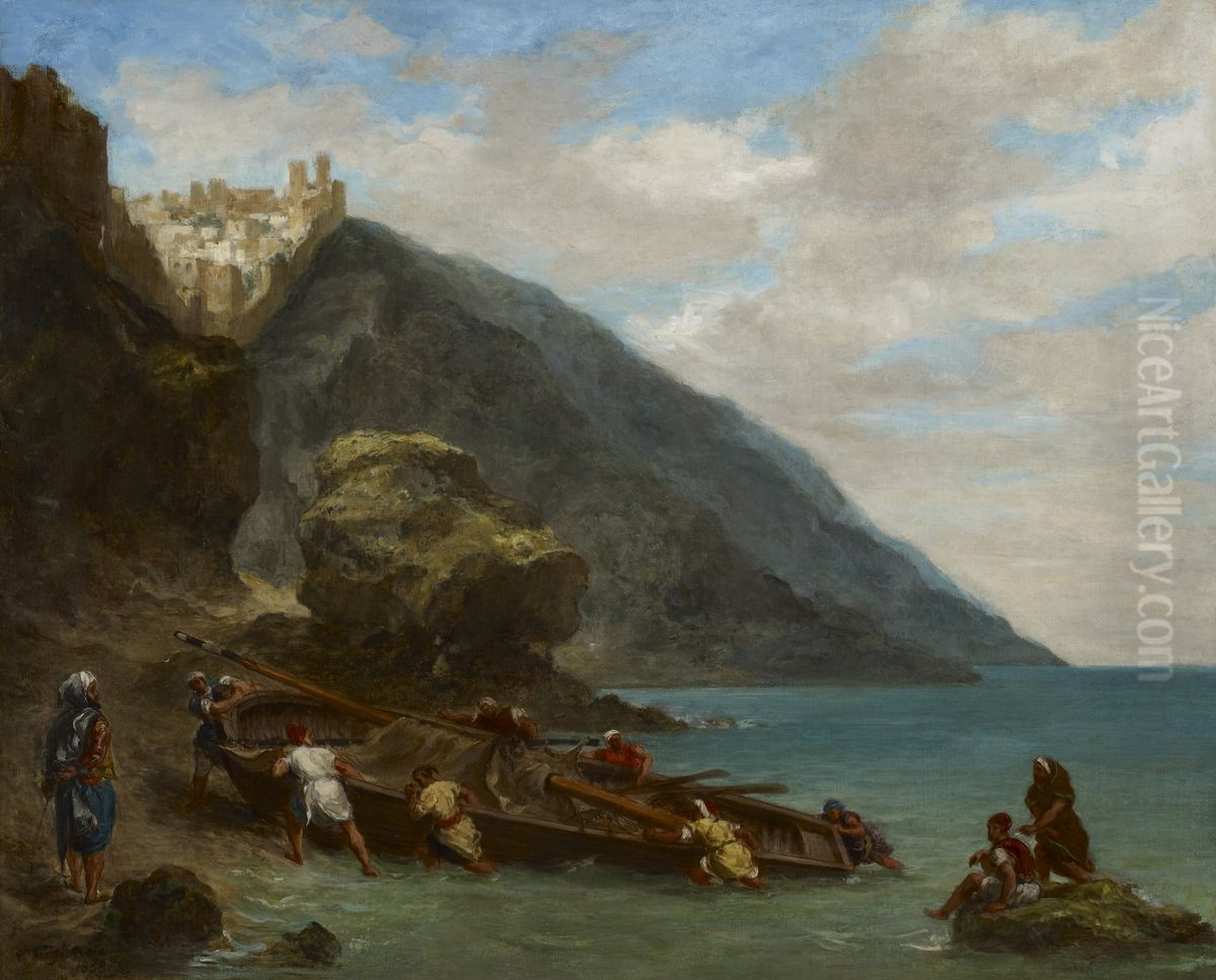 View of Tangier from the Seashore Oil Painting by Eugene Delacroix
