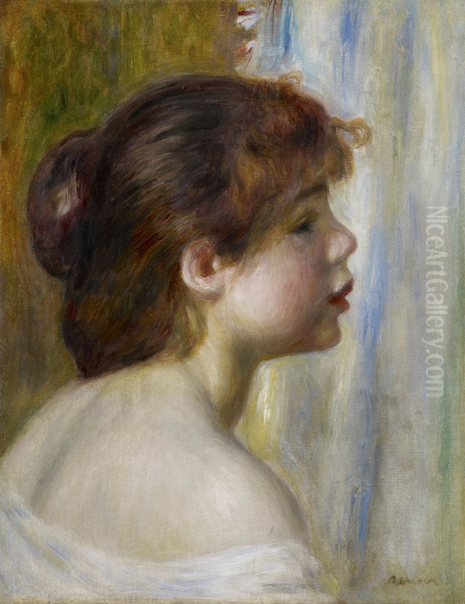 Head of a Young Woman Oil Painting by Pierre Auguste Renoir