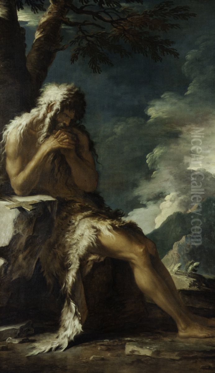 Saint Humphrey (Onuphrius) Oil Painting by Salvator Rosa