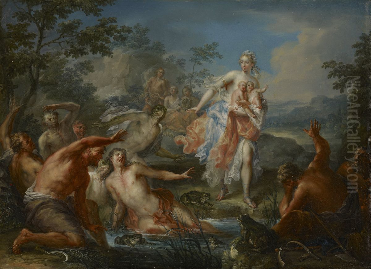 Latona Turning the Lycian Peasants into Frogs Oil Painting by Johann Georg Platzer Latona Turning the Lycian Peasants into Frogs Oil Painting by Johann Georg Platzer