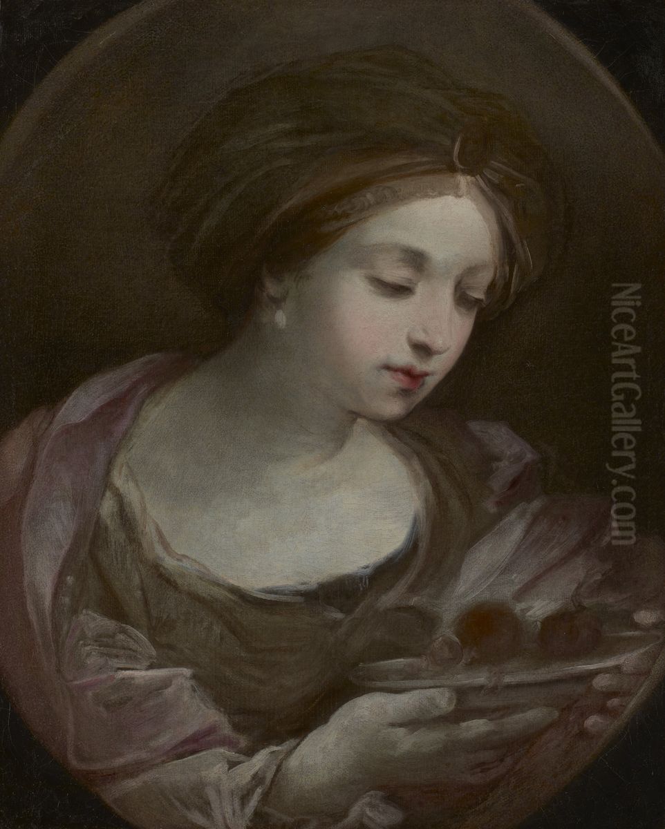 Bust of a Woman Wearing a Turban Oil Painting by Guido Reni