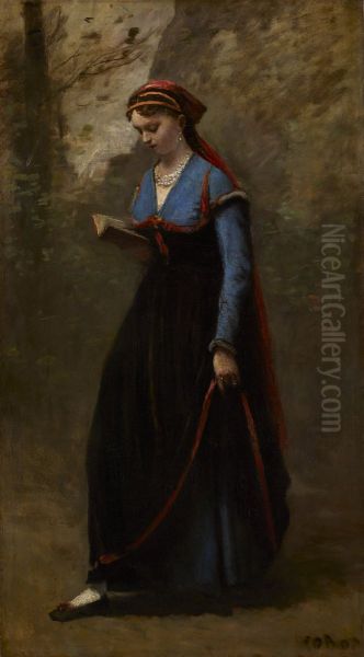 The Reader Oil Painting by Jean-Baptiste Camille Corot