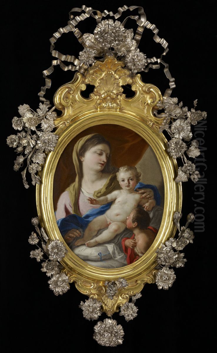 The Madonna and Child with the Infant St. John Oil Painting by Francesco de Mura