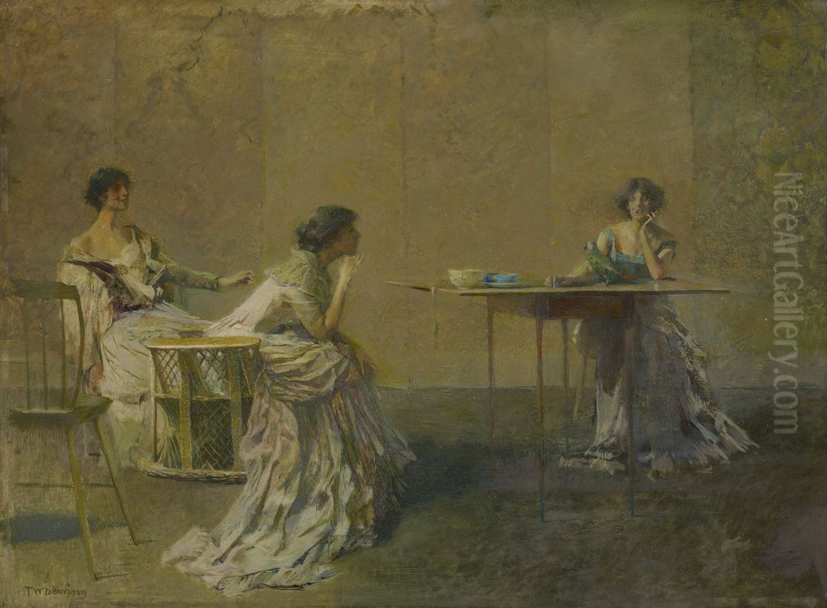 The Gossip Oil Painting by Thomas Dewing The Gossip Oil Painting by Thomas Dewing