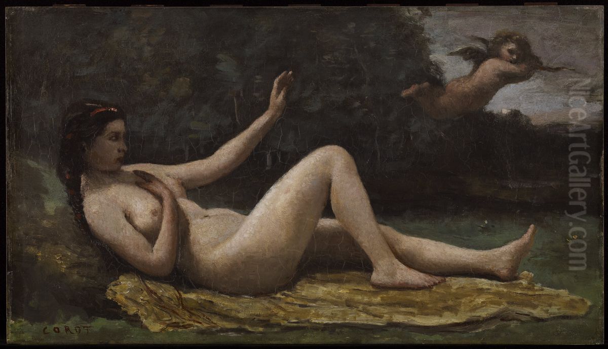 Evocation of Love Oil Painting by Jean-Baptiste Camille Corot