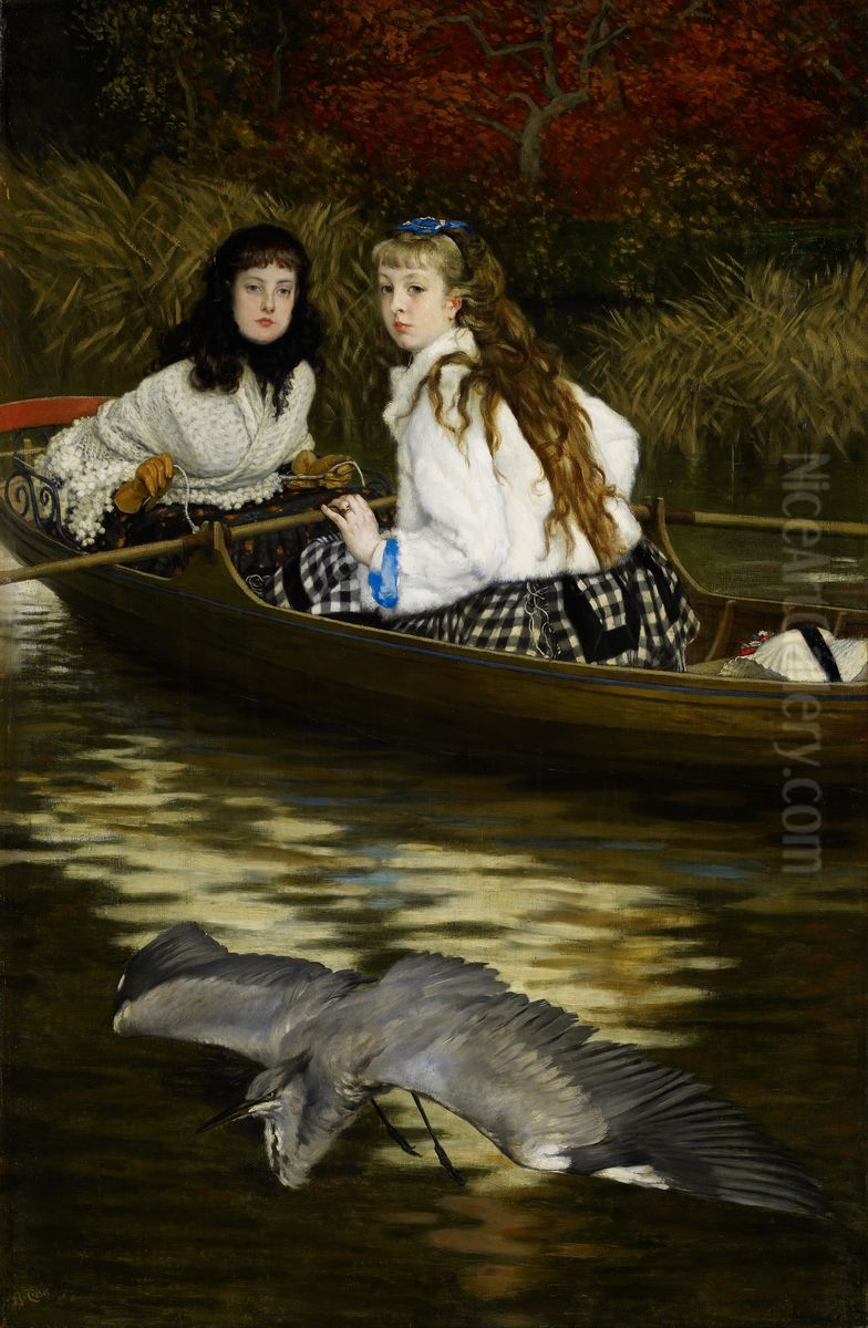 On the Thames, A Heron Oil Painting by James Jacques Joseph Tissot
