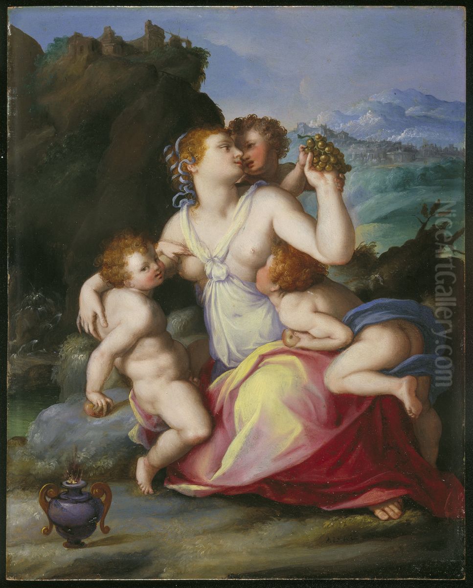 Charity Oil Painting by Alessandro Allori