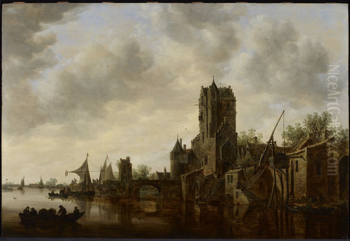 River Landscape with the Pellecussen Gate near Utrecht Oil Painting by Jan van Goyen