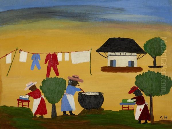 The Wash Oil Painting by Clementine Hunter