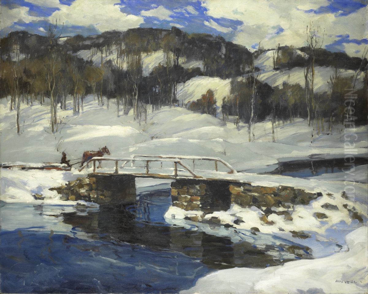 Logging Road Oil Painting by Jonas Lie