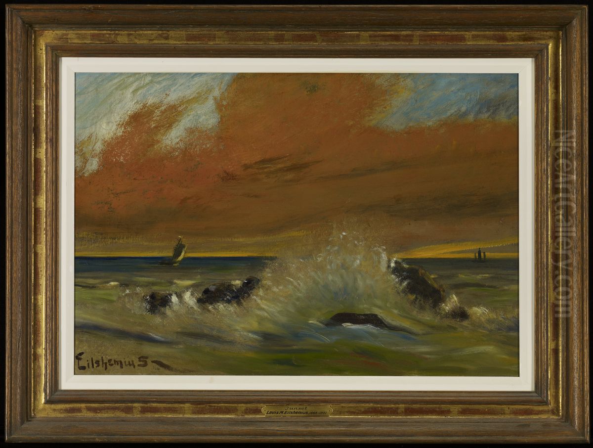 Sunset Oil Painting by Louis Eilshemius