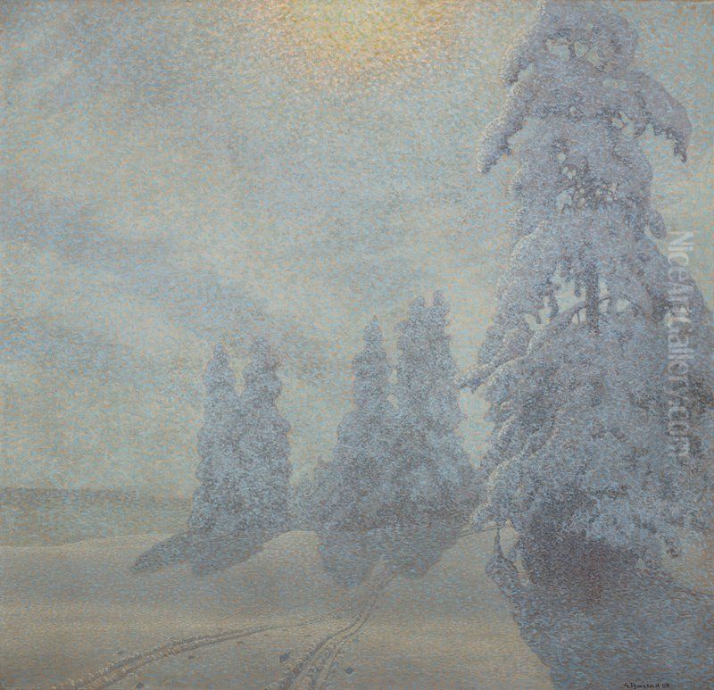 Winter Landscape Oil Painting by Gustaf Fjaestad
