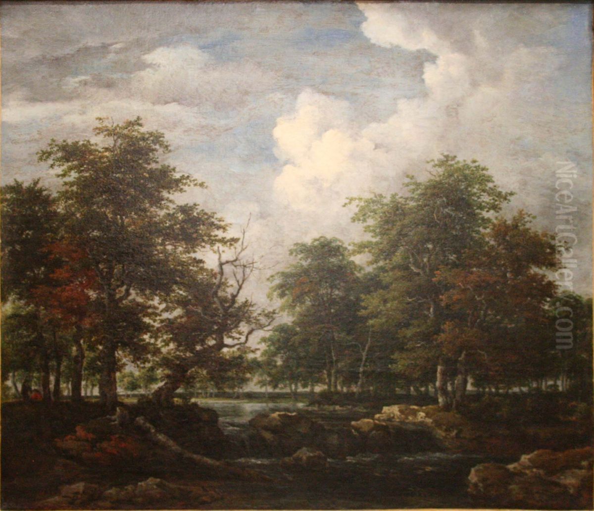 Cascade dans un bois de chenes. Oil Painting by Jacob Van Ruisdael
