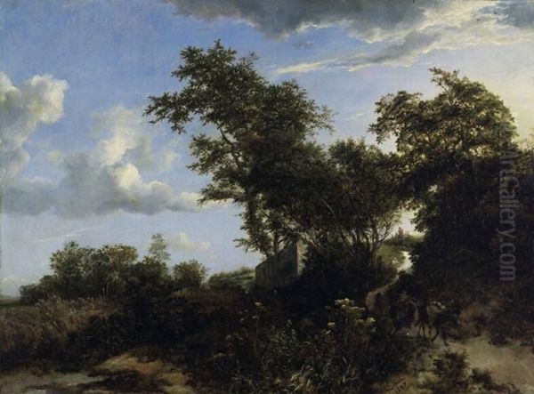 Dunes with a mule driver Oil Painting by Jacob Van Ruisdael