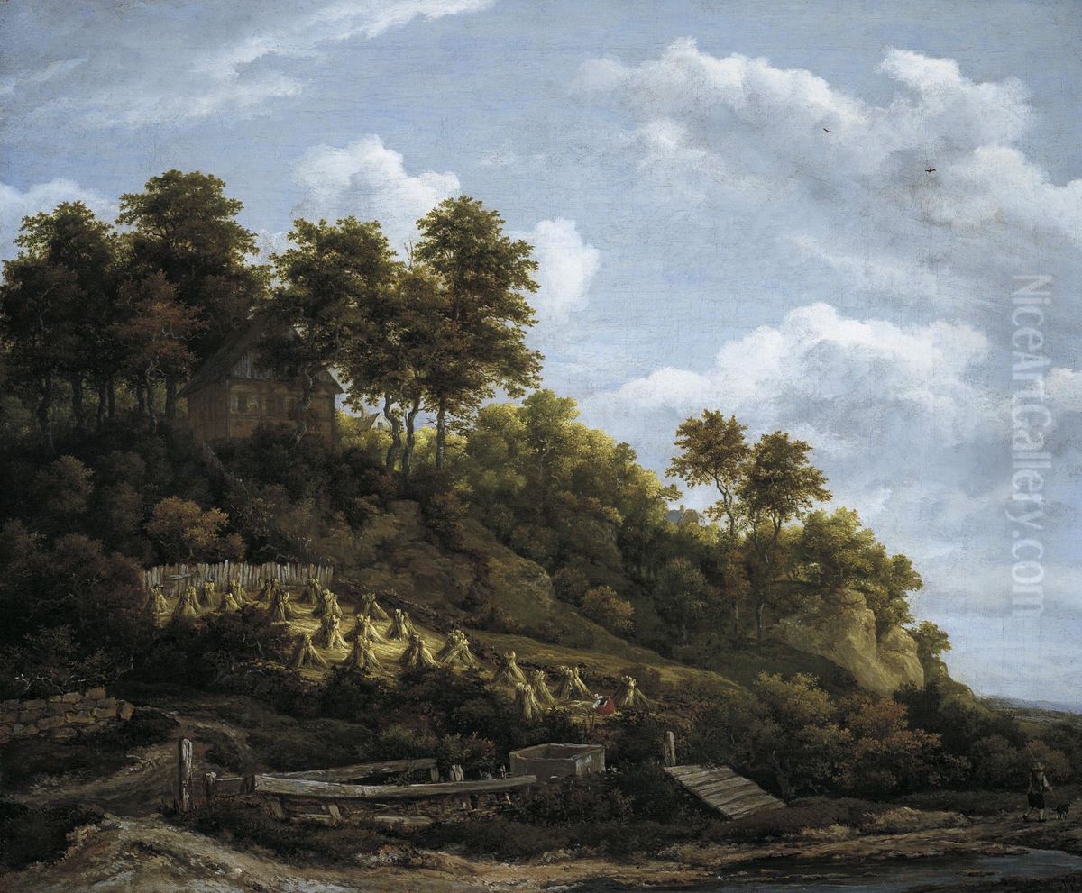 Sloping Field with Sheaves of Wheat Oil Painting by Jacob Van Ruisdael