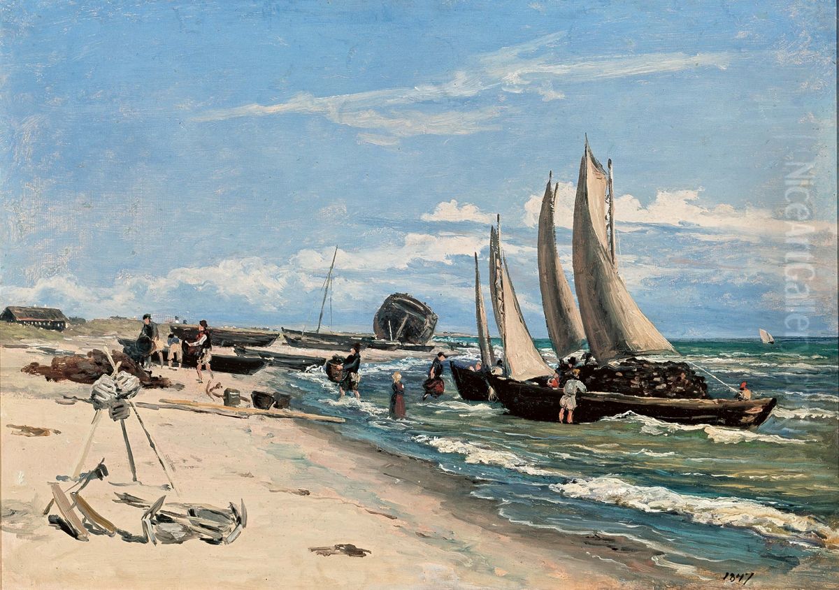 The Beach at Skagen Vesterby Oil Painting by Martinus Rorbye