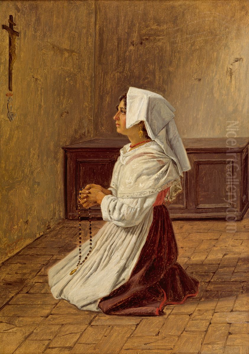 En bedende italienerinde Oil Painting by Martinus Rorbye