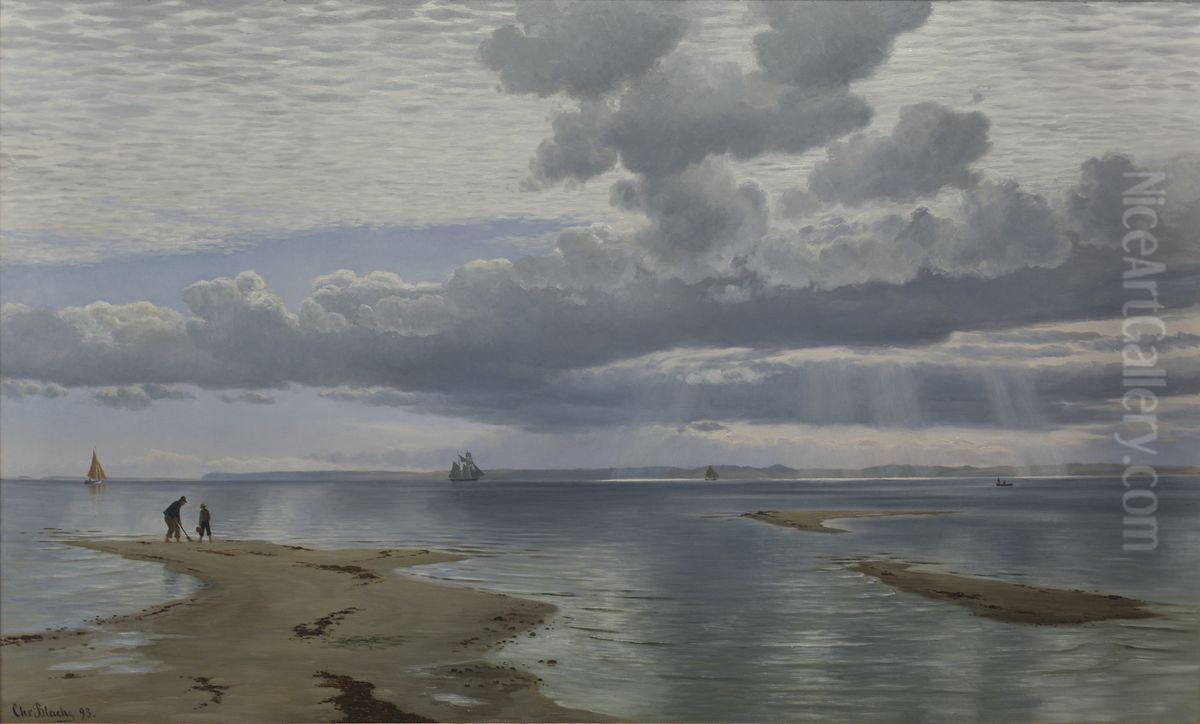 Quiet Afternoon over the Lynaes Sandbanks Oil Painting by Christian Vigilius Blache