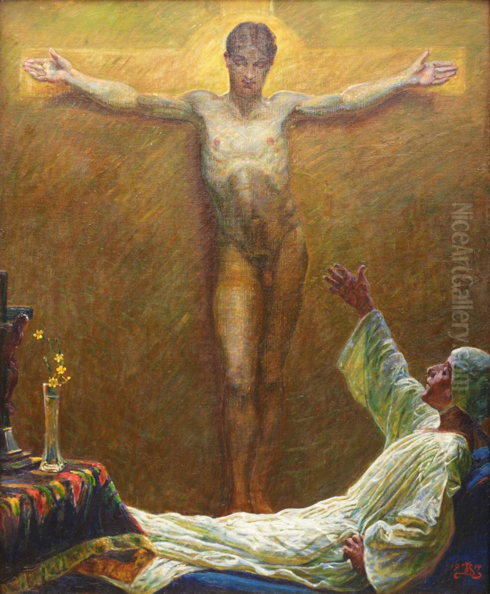 Den Hellige Katharina af Sienna Oil Painting by Kristian Zahrtmann