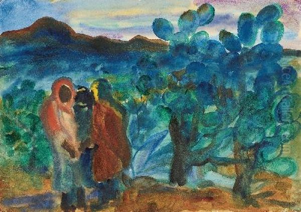 Araber. Frauen In Tropischer Landschaft Oil Painting by Pol Cassel