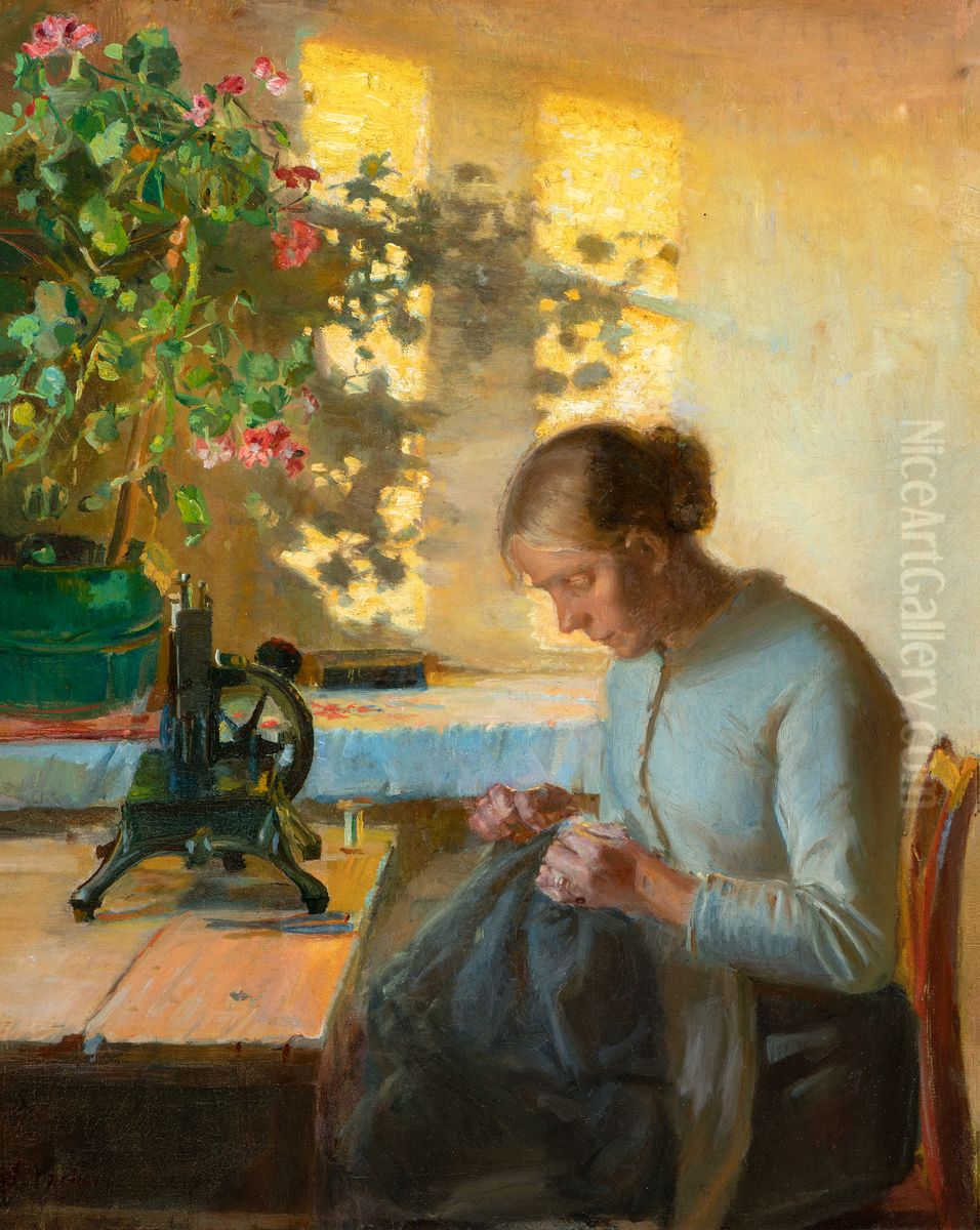 Syende fiskerpige Oil Painting by Anna Ancher