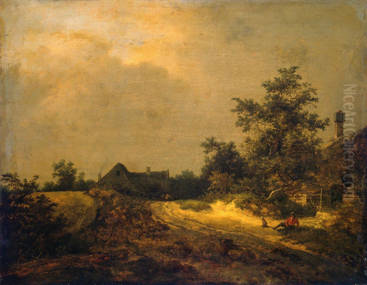 Peasant cottages in the dunes Oil Painting by Jacob Van Ruisdael