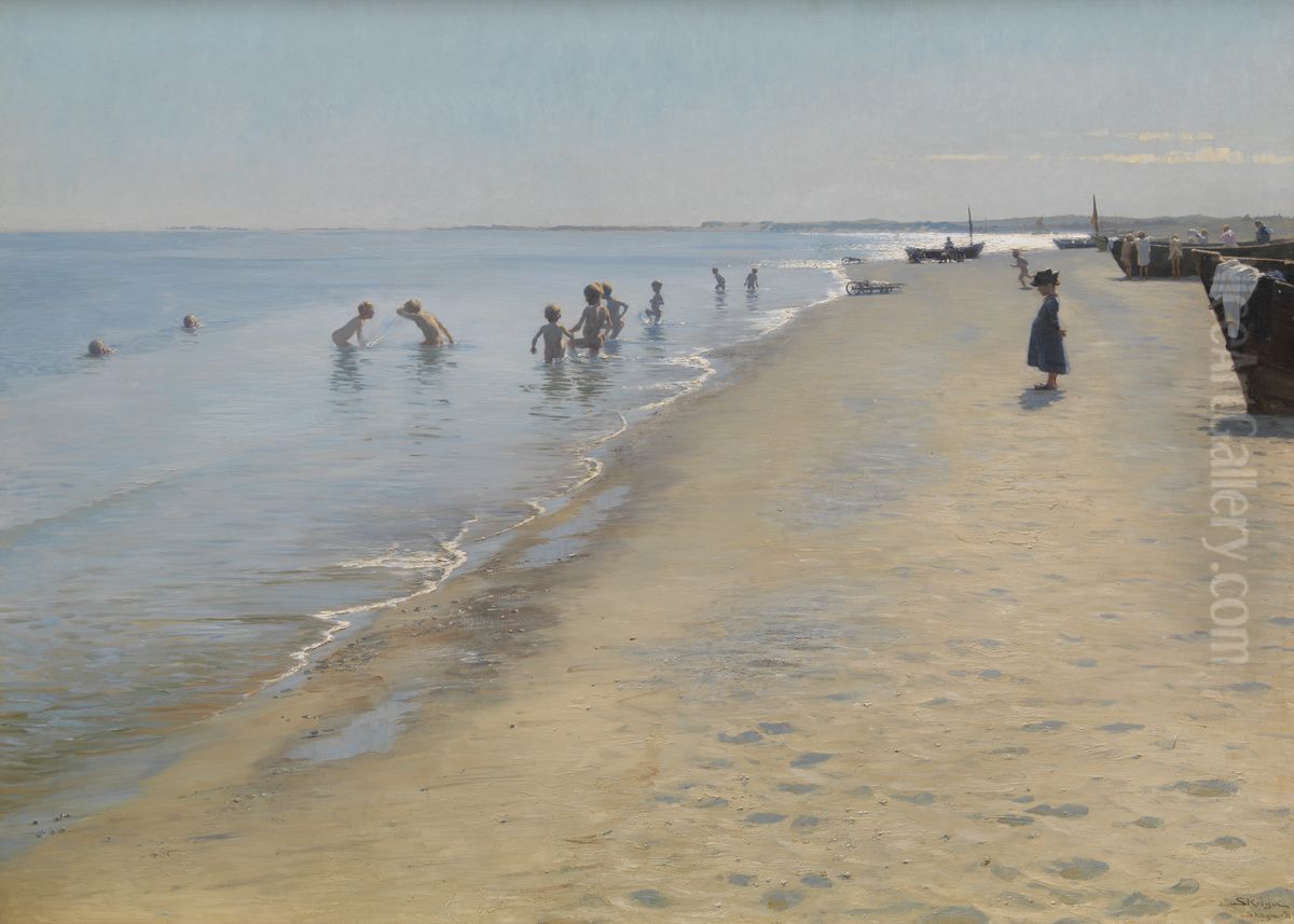 Sommerdag pa Skagen Sonderstrand Oil Painting by Peder Severin Kroyer