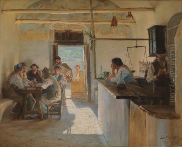Vinstue. Ravello Oil Painting by Peder Severin Kroyer