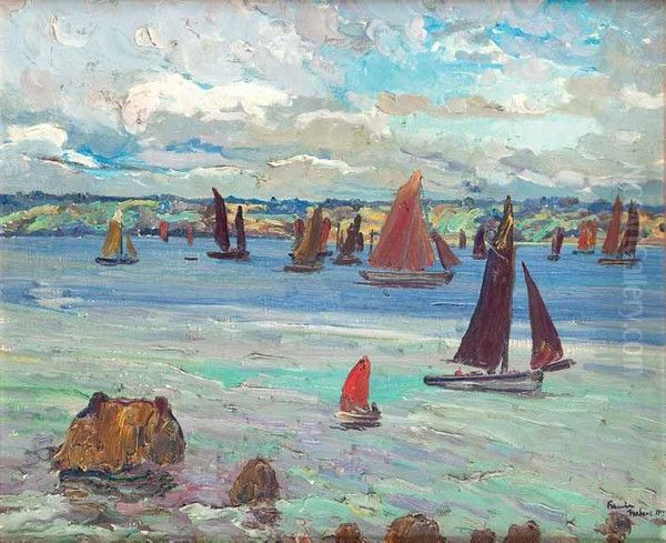 Regatta in Treboul Oil Painting by Leon Kaufmann