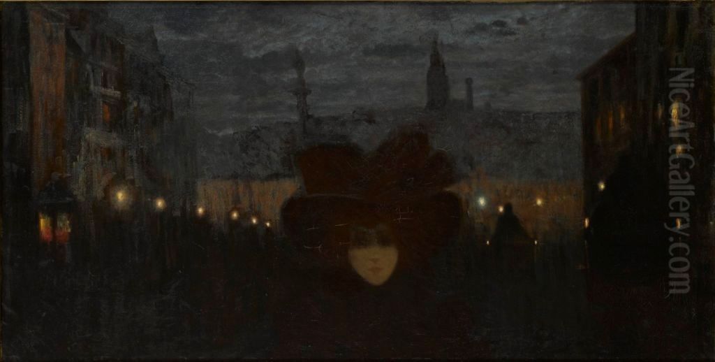 Night moth Oil Painting by Leon Kaufmann