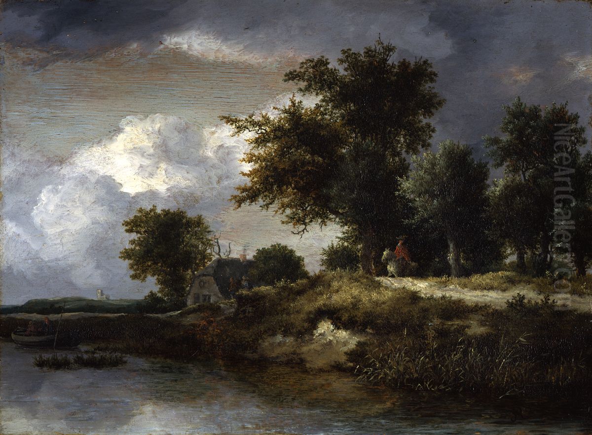 Bewaldetes Flussufer Oil Painting by Jacob Van Ruisdael