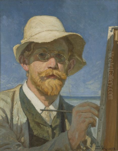 Selvportraet Oil Painting by Peder Severin Kroyer