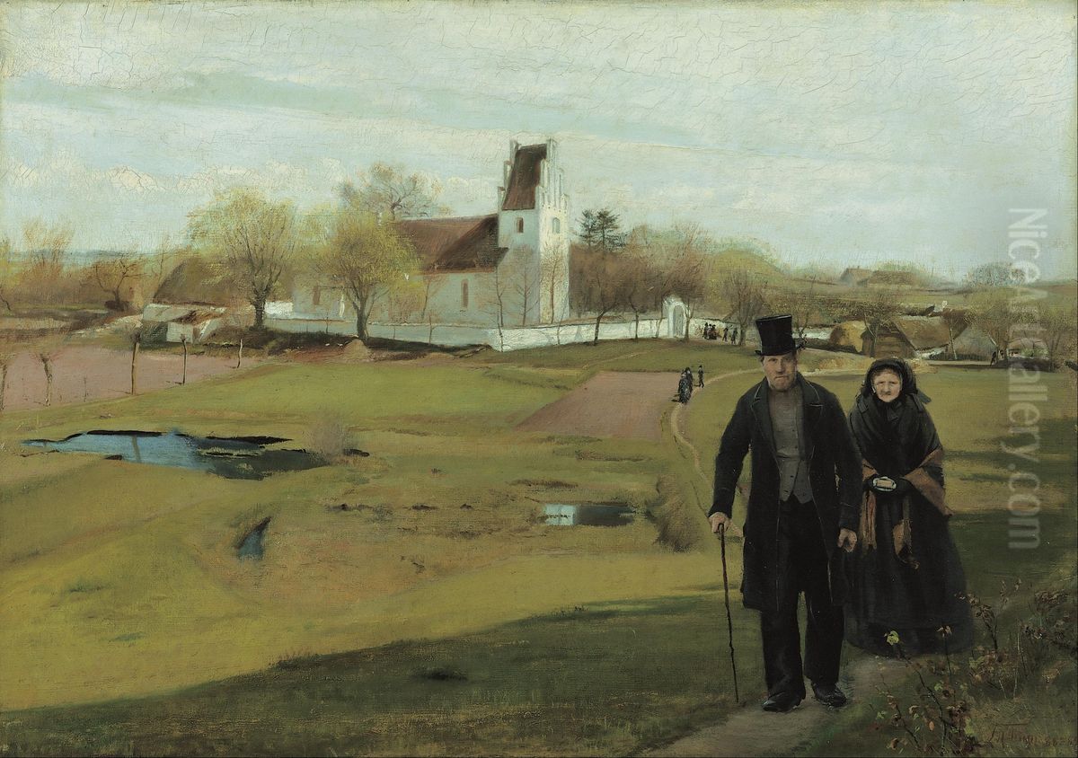 Mogenstrup Church Oil Painting by Laurits Andersen Ring