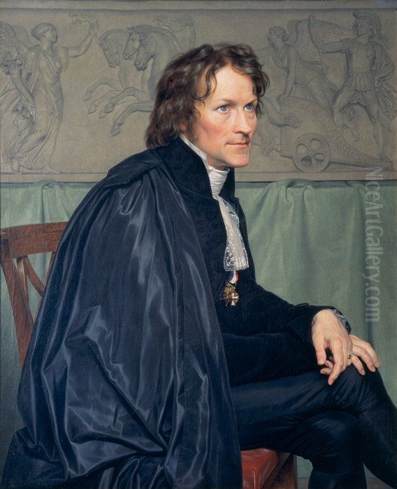 Portrait of Bertel Thorvaldsen Oil Painting by Christoffer Wilhelm Eckersberg