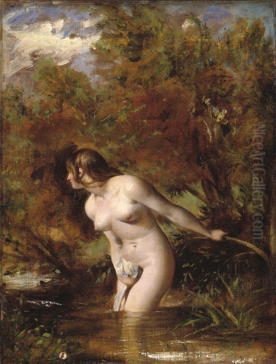 The Bather 'At the Doubtful Breeze Alarmed', replica Oil Painting by William Etty