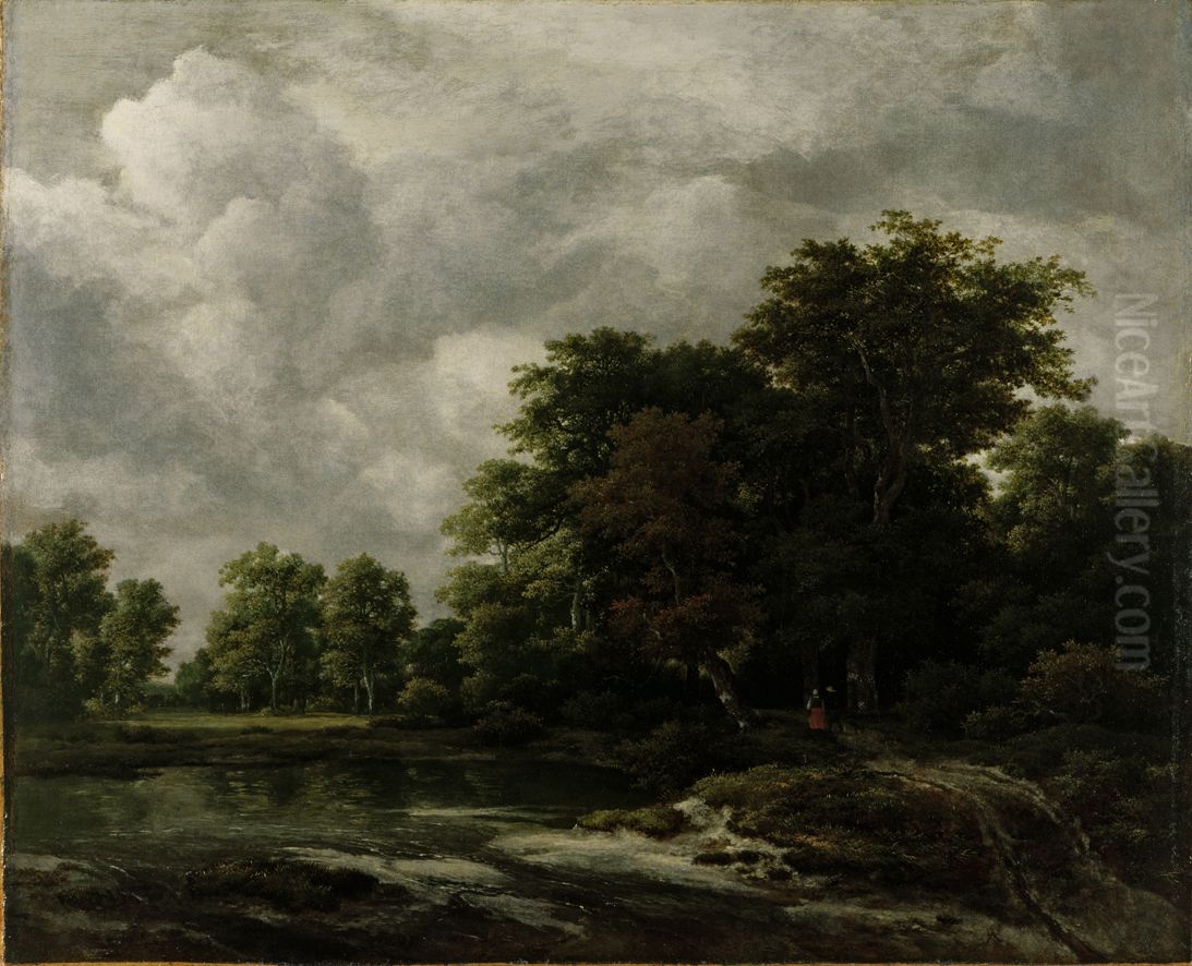 Wooded Landscape with Travellers Oil Painting by Jacob Van Ruisdael