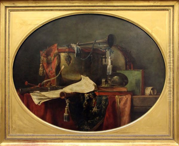 Les Instruments de la musique militaire. Oil Painting by Jean-Baptiste-Simeon Chardin