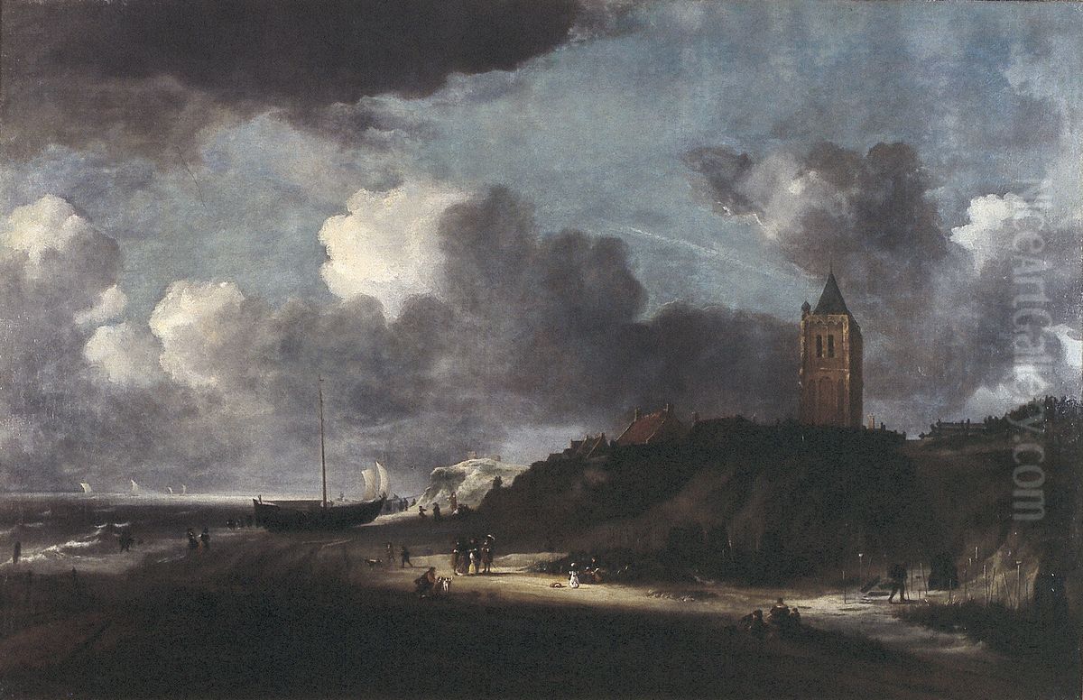 Beach scene, possibly near Egmond Oil Painting by Jacob Van Ruisdael