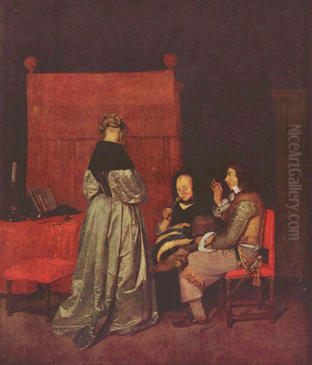 Galante Konversation Oil Painting by Gerard Ter Borch