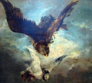 Falcon Attacking a Pigeon