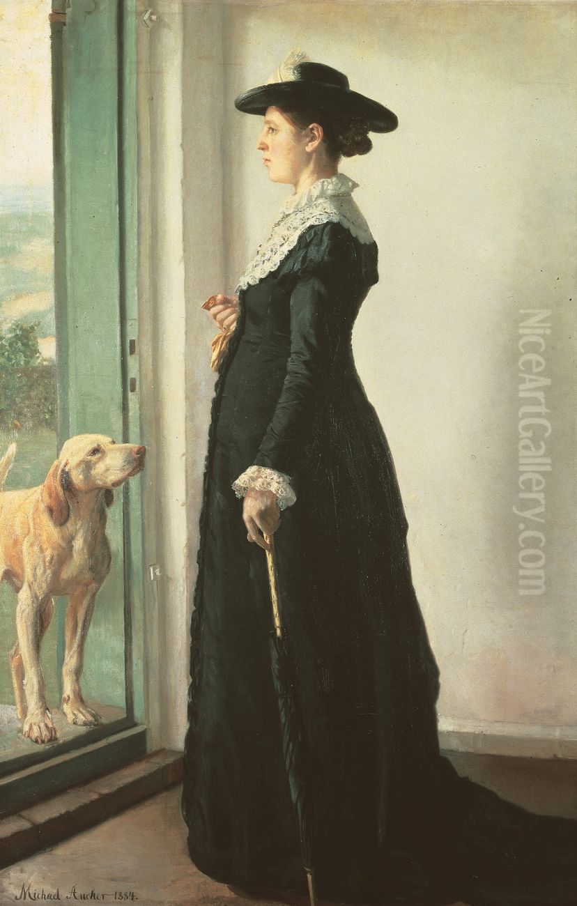 Portraet af min hustru Oil Painting by Michael Peter Ancher