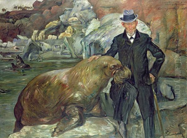 Portrat Carl Hagenbeck mit dem Walross Pallas Oil Painting by Lovis (Franz Heinrich Louis) Corinth