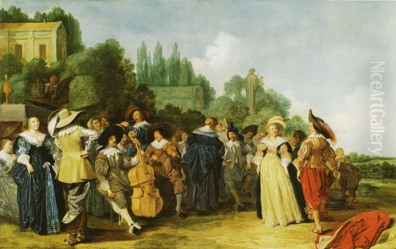 Merry Company making Music and Dancing Oil Painting by Dirck Hals