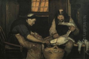 Old couple plucking gulls. Lars Gaihede and old Lene