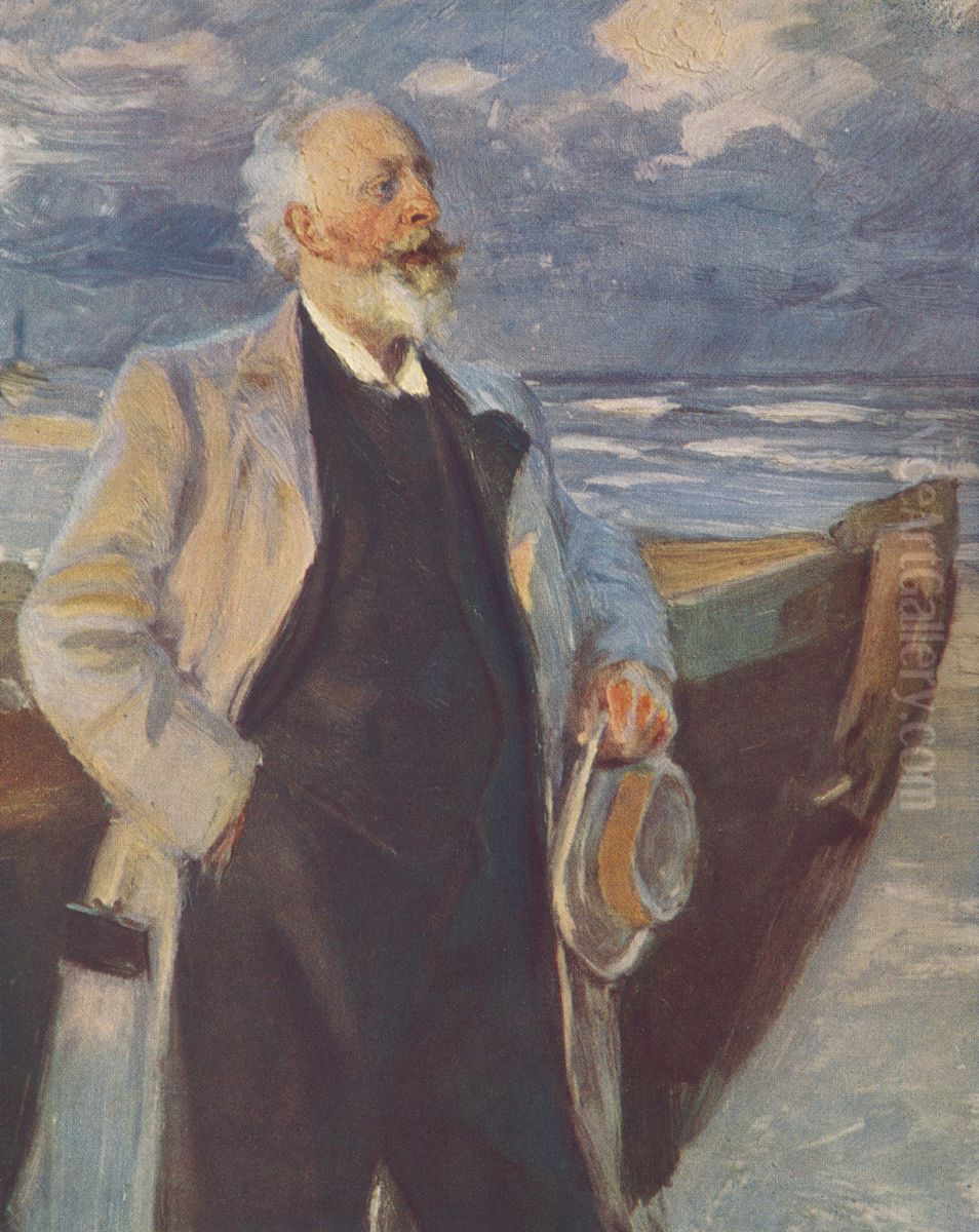 The poet Holger Drachmann Oil Painting by Peder Severin Kroyer