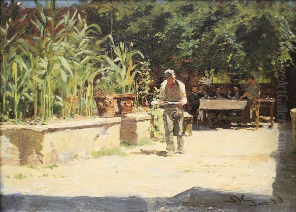 The Garden at Albergo del Liri in Sora. the Abruzzi Oil Painting by Peder Severin Kroyer