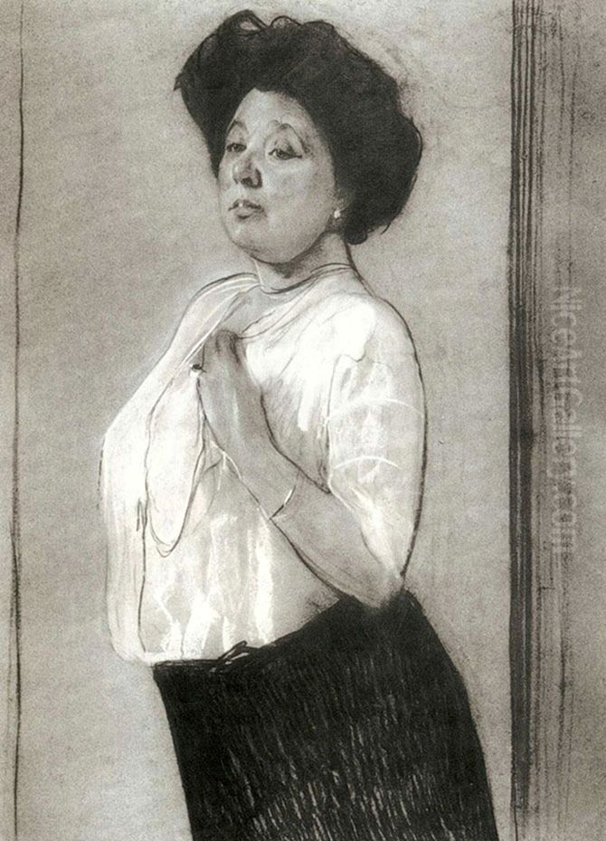 Portrait of Nadezhda Lamanova Oil Painting by Valentin Serov