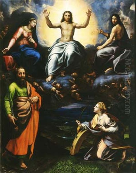 La Deesis tra i santi Paolo e Caterina Oil Painting by Giulio Romano (Orbetto)