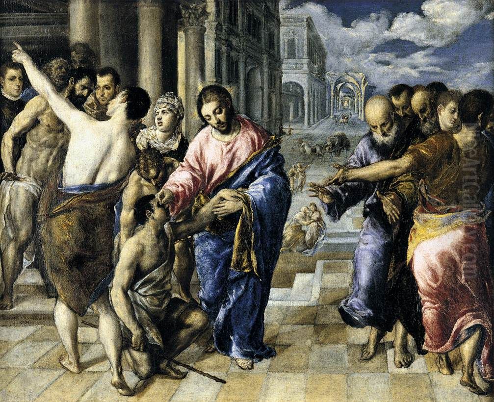 Christ Healing the Blind Oil Painting by El Greco